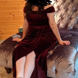 Burgundy Velvet BHLDN Edison Bridesmaid Dress